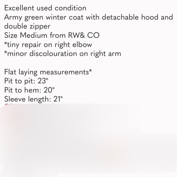 RW&CO winter coat size Medium army green M - Picture 9 of 10